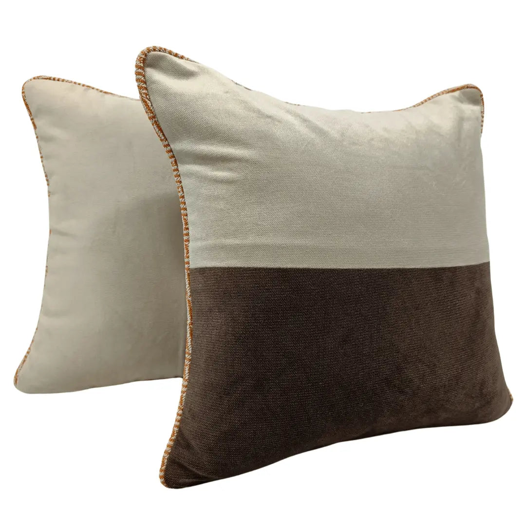 Elegant Beige & Brown Pillow Covers (16x16, Set of 2) | ZIPCushions