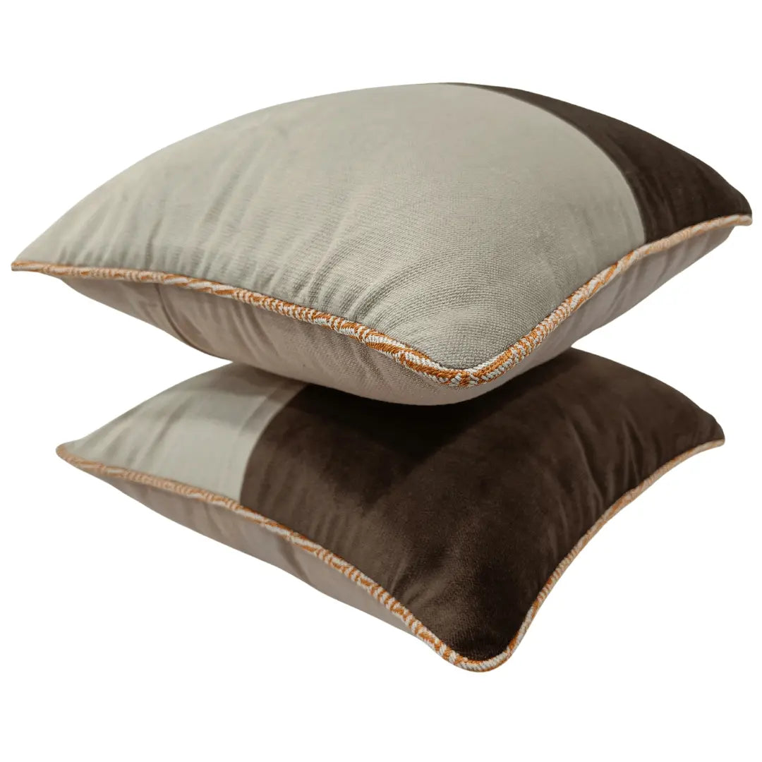Elegant Beige & Brown Pillow Covers (16x16, Set of 2) | ZIPCushions - view 2