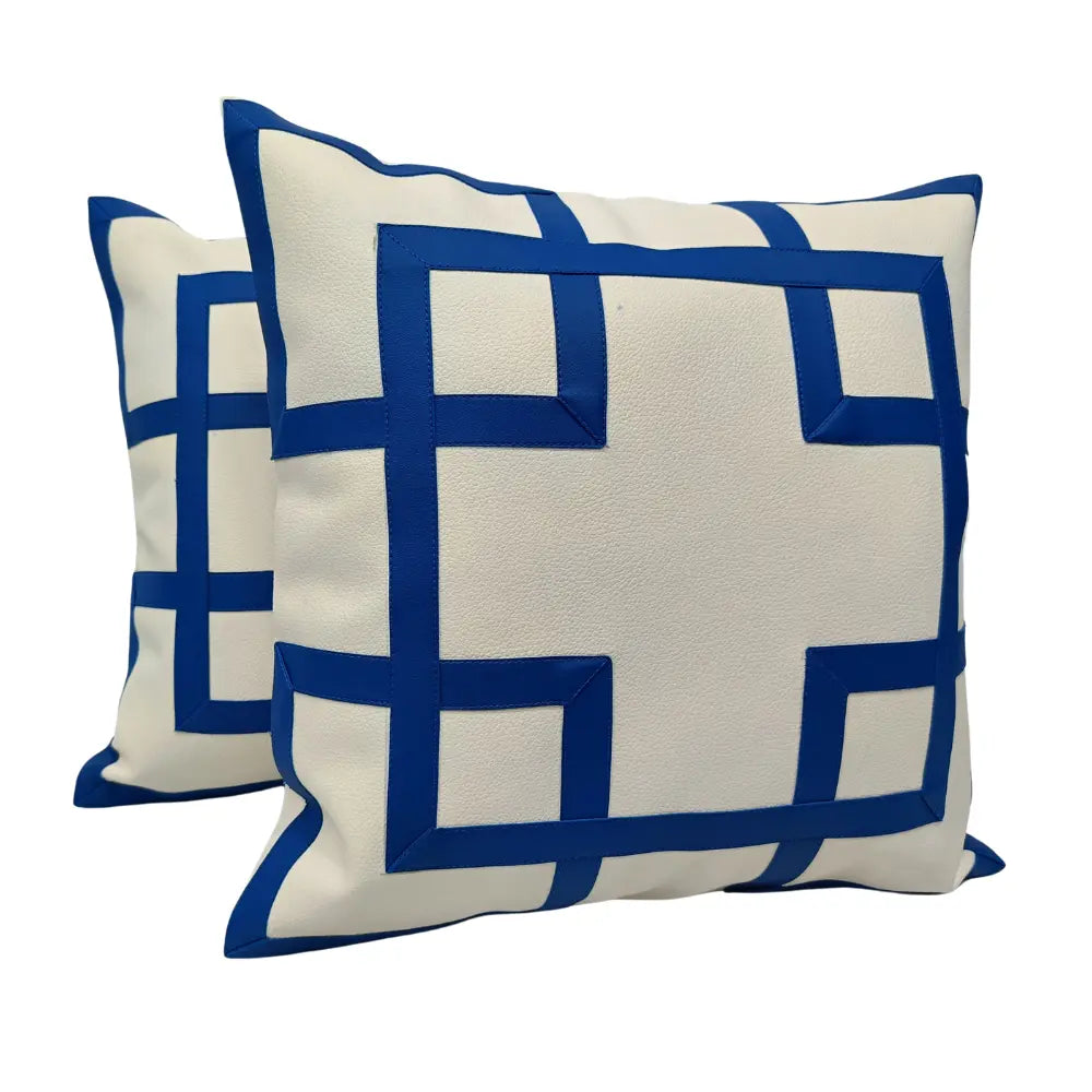 Leather-Like Grid Pillow Covers (20x20, Set of 2) | ZIPCushions