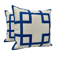 Leather-Like Grid Pillow Covers (20x20, Set of 2)