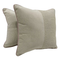 Soft Beige Textured Pillow Covers with Bouclé Accent (16x16, Set of 2)