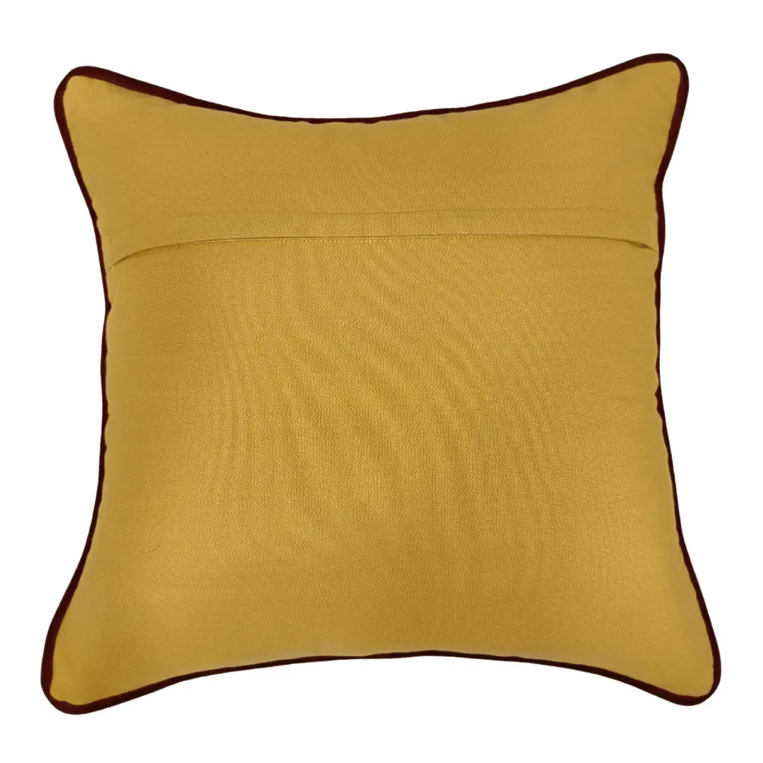 Vibrant Mustard Pillow Covers with Contrasting Piping (16x16, Set of 2) | ZIPCushions - view 3