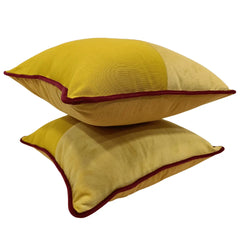 Vibrant Mustard Pillow Covers with Contrasting Piping (16x16, Set of 2) - Hover Image