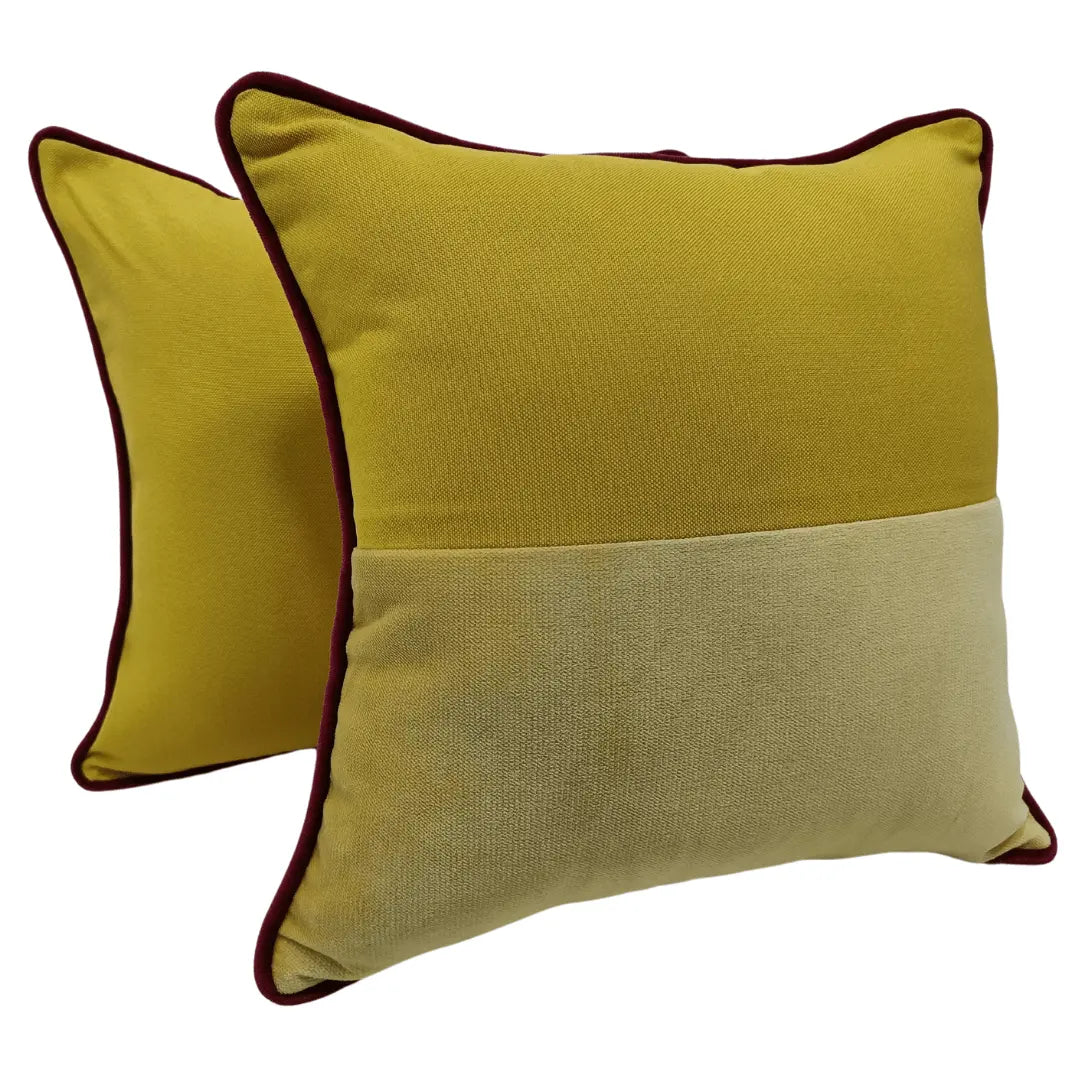Vibrant Mustard Pillow Covers with Contrasting Piping (16x16, Set of 2) | ZIPCushions