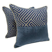 Geometric Blue Pattern Pillow Covers (16x16, Set of 2) | ZIPCushions