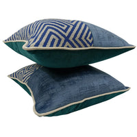 Geometric Blue Pattern Pillow Covers (16x16, Set of 2)