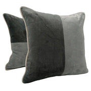 Elegant Gray Textured Pillow Covers with Contrast Piping (16x16, Set of 2) | ZIPCushions