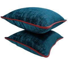 Teal Velvet Luxe Pillow Covers (16x16, Set of 2)