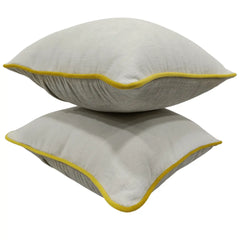 Minimalist Ivory Accent Pillow Covers (16x16, Set of 2) - Hover Image