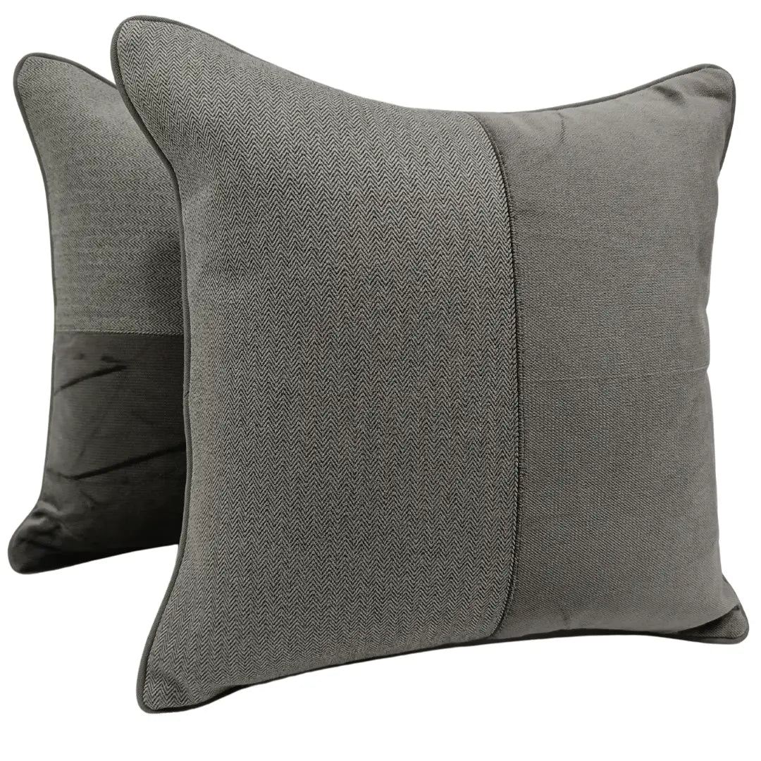 Herringbone & Velvet Contrast Pillow Covers (16x16, Set of 2) | ZIPCushions