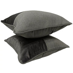 Herringbone & Velvet Contrast Pillow Covers (16x16, Set of 2) - Hover Image