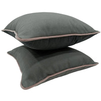 Artico Grey Leather Pillow Covers (16x16, Set of 2)