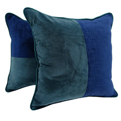 Royal Blue & Teal Velvet Pillow Covers (16x16, Set of 2)