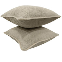 Soft Beige Textured Pillow Covers (16x16, Set of 2)