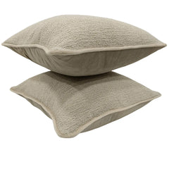 Soft Beige Textured Pillow Covers (16x16, Set of 2) - Hover Image