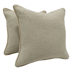 Soft Beige Textured Pillow Covers (16x16, Set of 2)