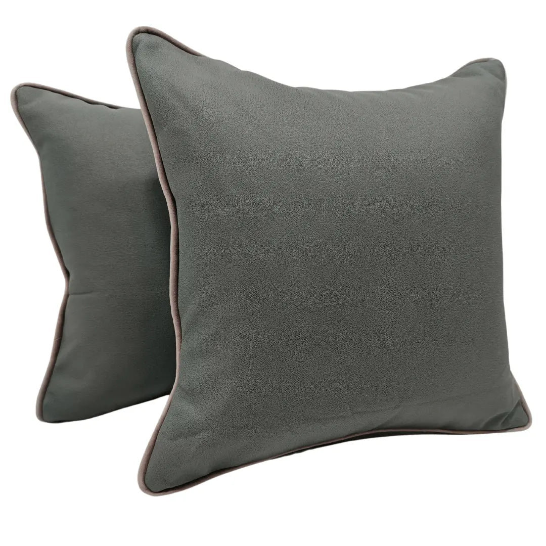 Charcoal Grey Pillow Covers with Contrast Piping (16x16, Set of 2) | ZIPCushions