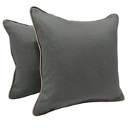 Charcoal Grey Pillow Covers with Contrast Piping (16x16, Set of 2) | ZIPCushions