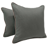 Charcoal Grey Pillow Covers with Contrast Piping (16x16, Set of 2)