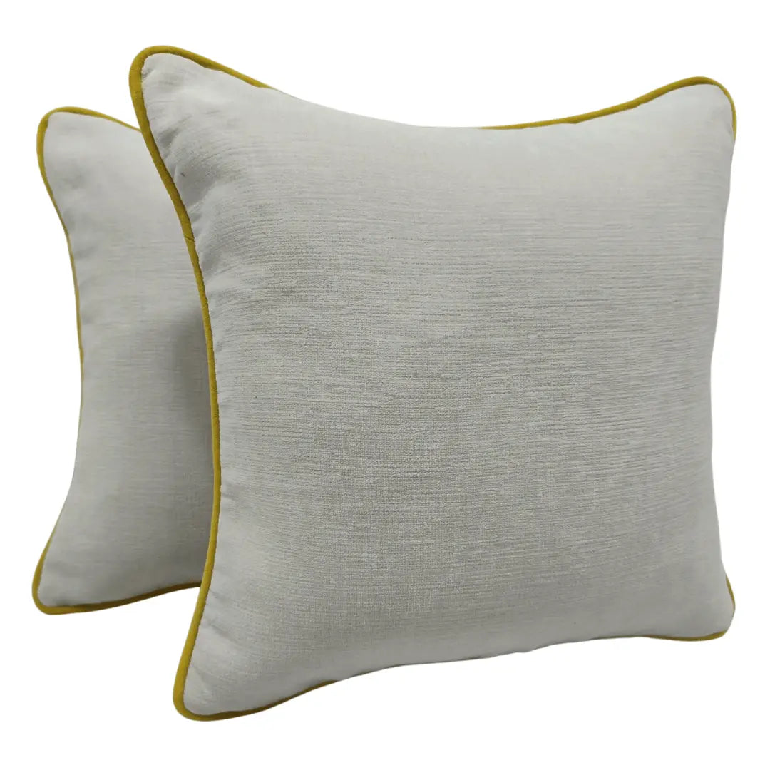 Ivory Pillow Covers with Mustard Piping (16x16, Set of 2) | ZIPCushions