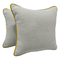Ivory Pillow Covers with Mustard Piping (16x16, Set of 2)