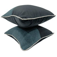 Dual Textured Contrast Pillow Covers (16×16, Set of 2)