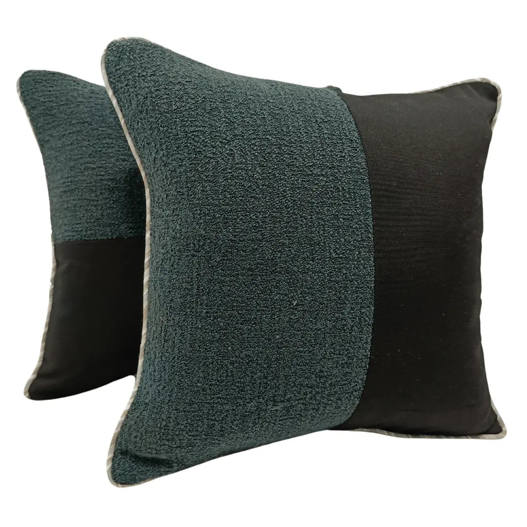 Dual Textured Contrast Pillow Covers (16×16, Set of 2) | ZIPCushions