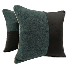 Dual Textured Contrast Pillow Covers (16×16, Set of 2)