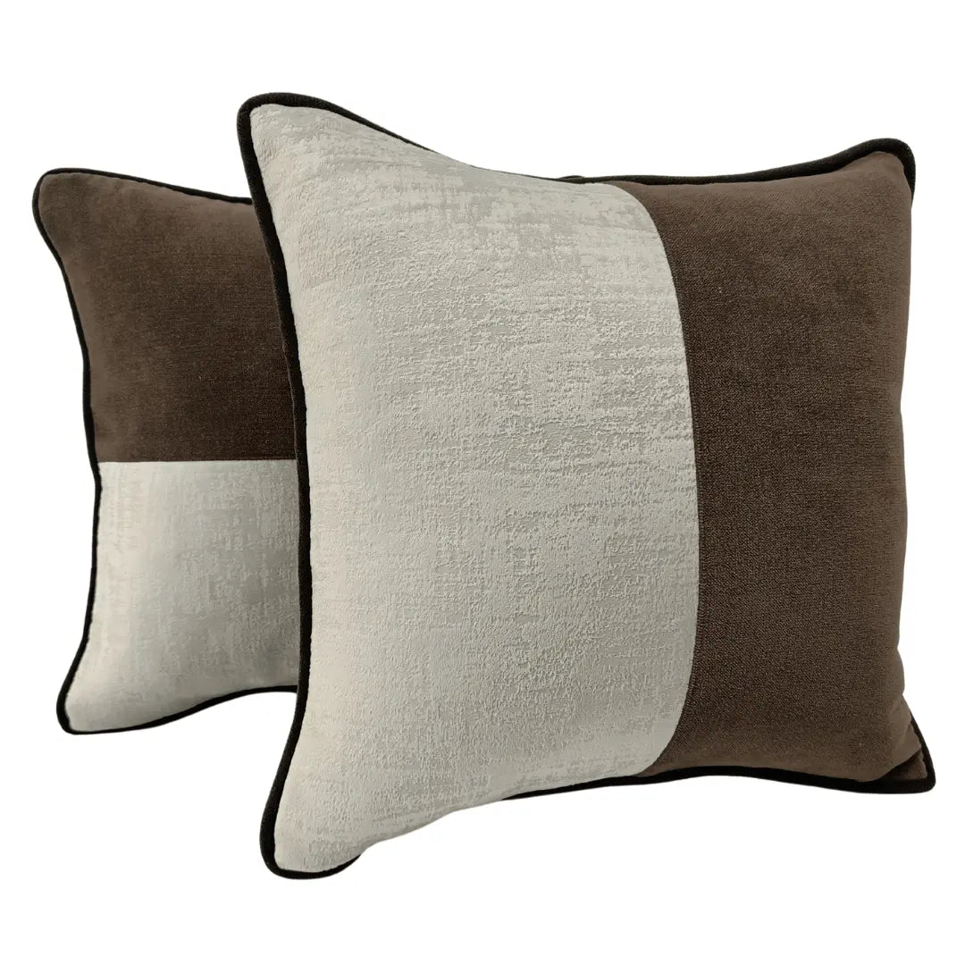 Classic Brown and Ivory Pillow Covers (16x16, Set of 2) | ZIPCushions