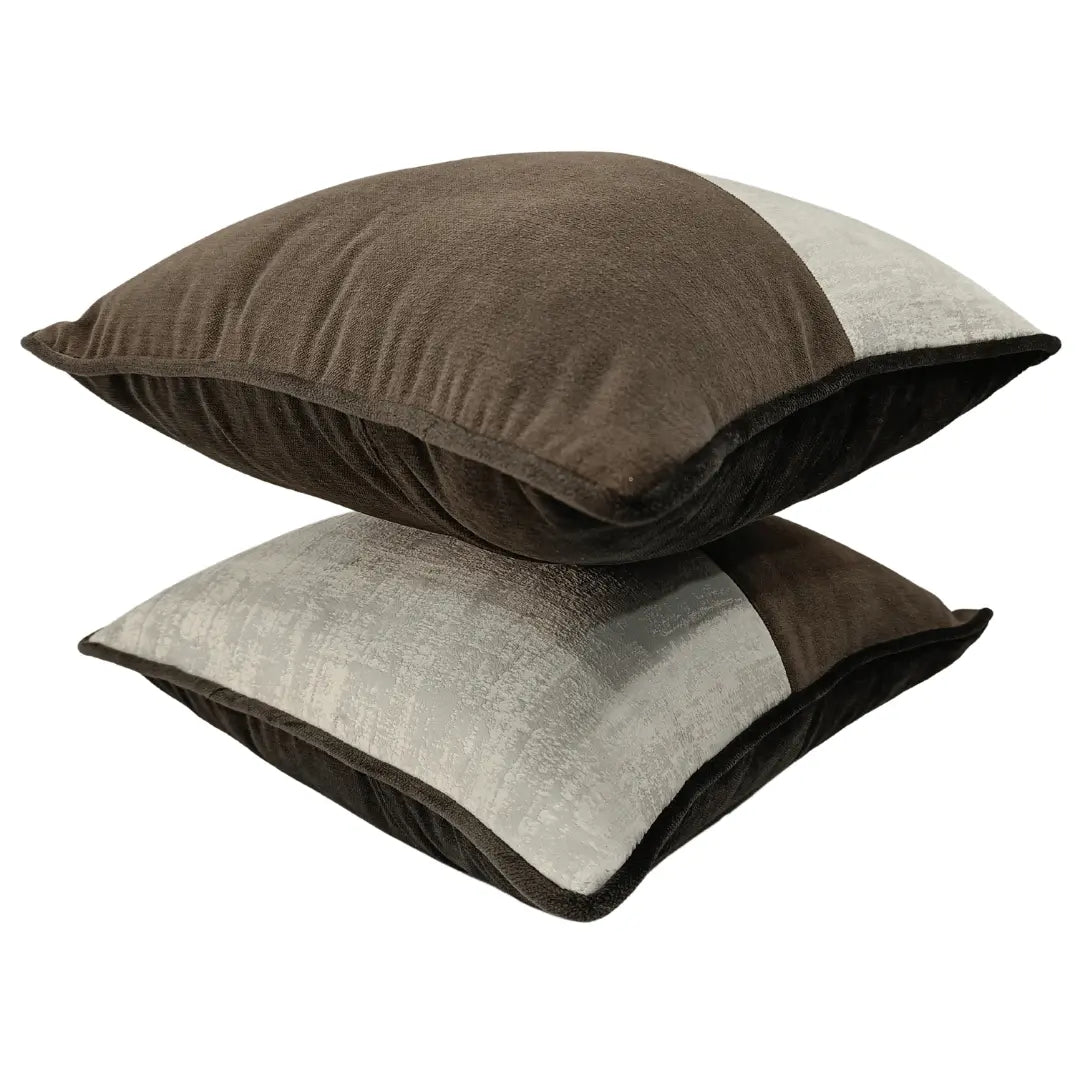 Classic Brown and Ivory Pillow Covers (16x16, Set of 2) | ZIPCushions - view 2
