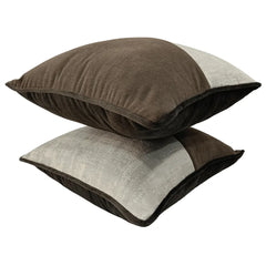 Classic Brown and Ivory Pillow Covers (16x16, Set of 2) - Hover Image