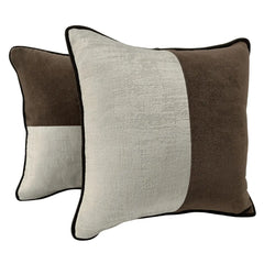 Classic Brown and Ivory Pillow Covers (16x16, Set of 2)