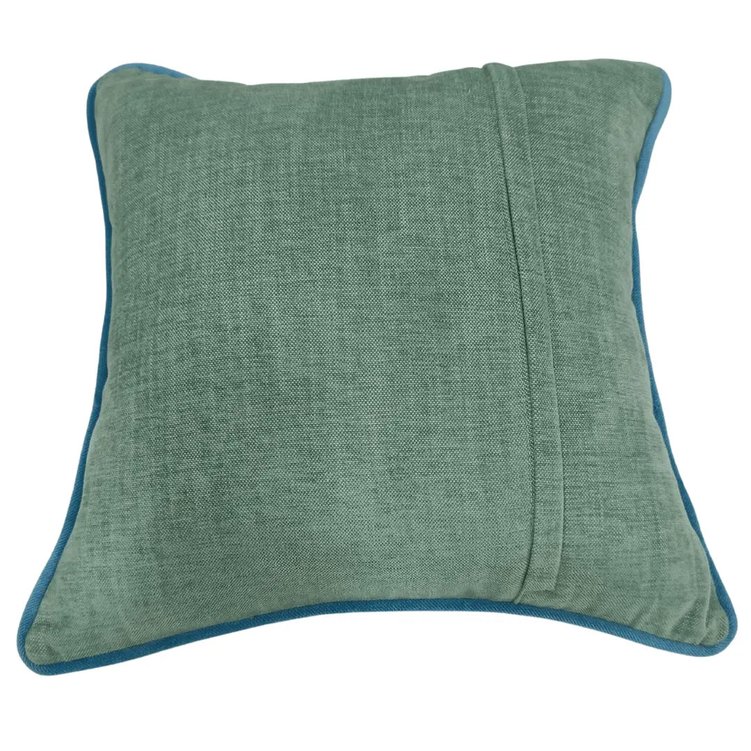 Vibrant Green Pillow Covers with Blue Piping (16x16, Set of 2) | ZIPCushions - view 3