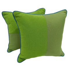 Vibrant Green Pillow Covers with Blue Piping (16x16, Set of 2)