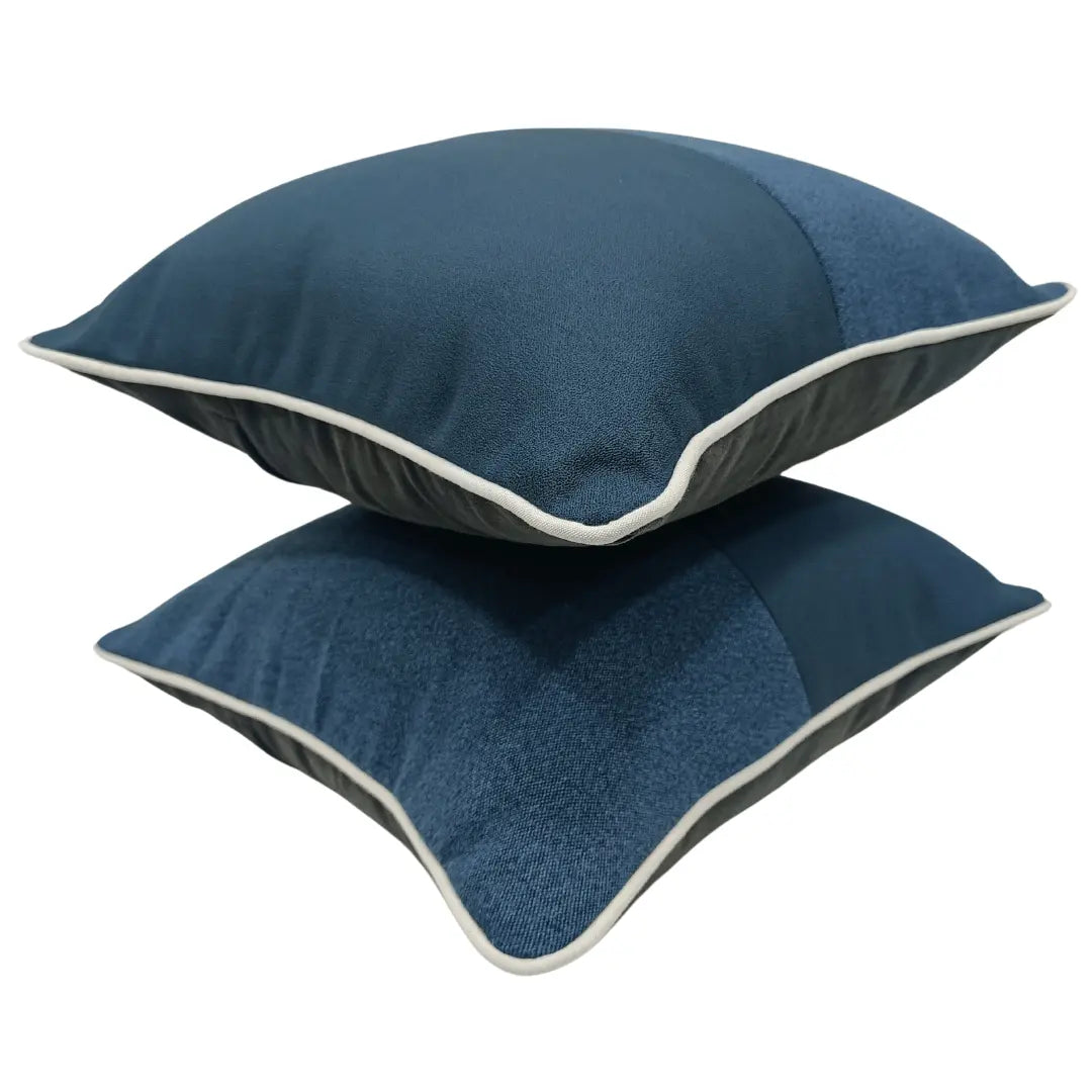 Elegant Blue Pillow Covers with Contrast Piping (16x16, Set of 2) | ZIPCushions - view 2