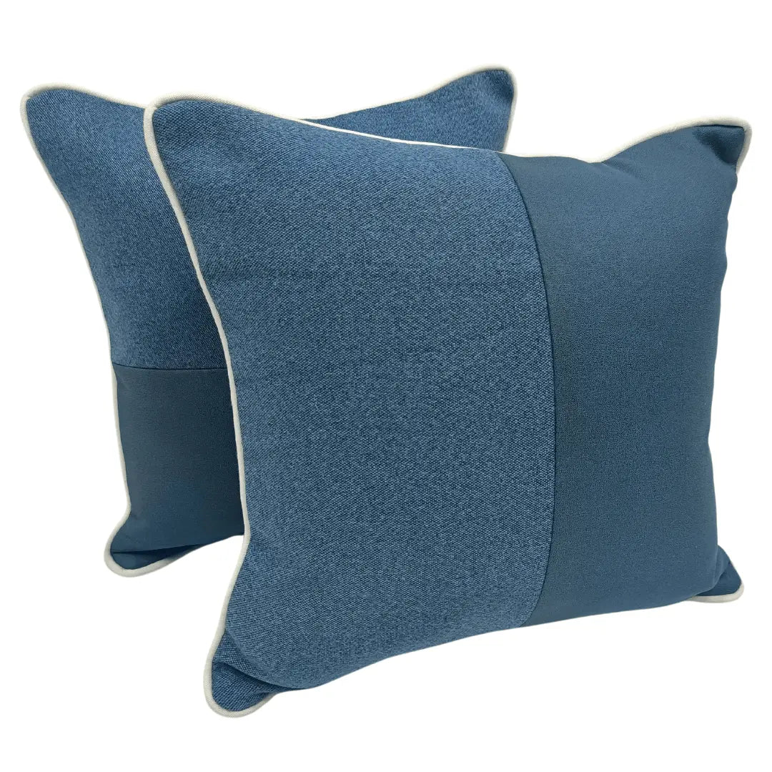 Elegant Blue Pillow Covers with Contrast Piping (16x16, Set of 2) | ZIPCushions
