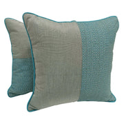 Modern Textured Blue Pillow Covers with Contrast Piping (16x16, Set of 2) | ZIPCushions