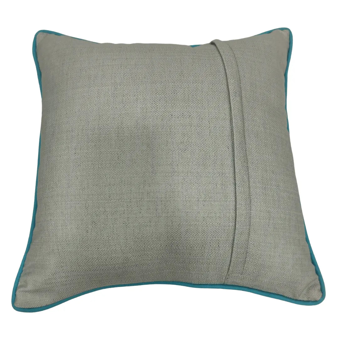 Modern Textured Blue Pillow Covers with Contrast Piping (16x16, Set of 2) | ZIPCushions - view 3