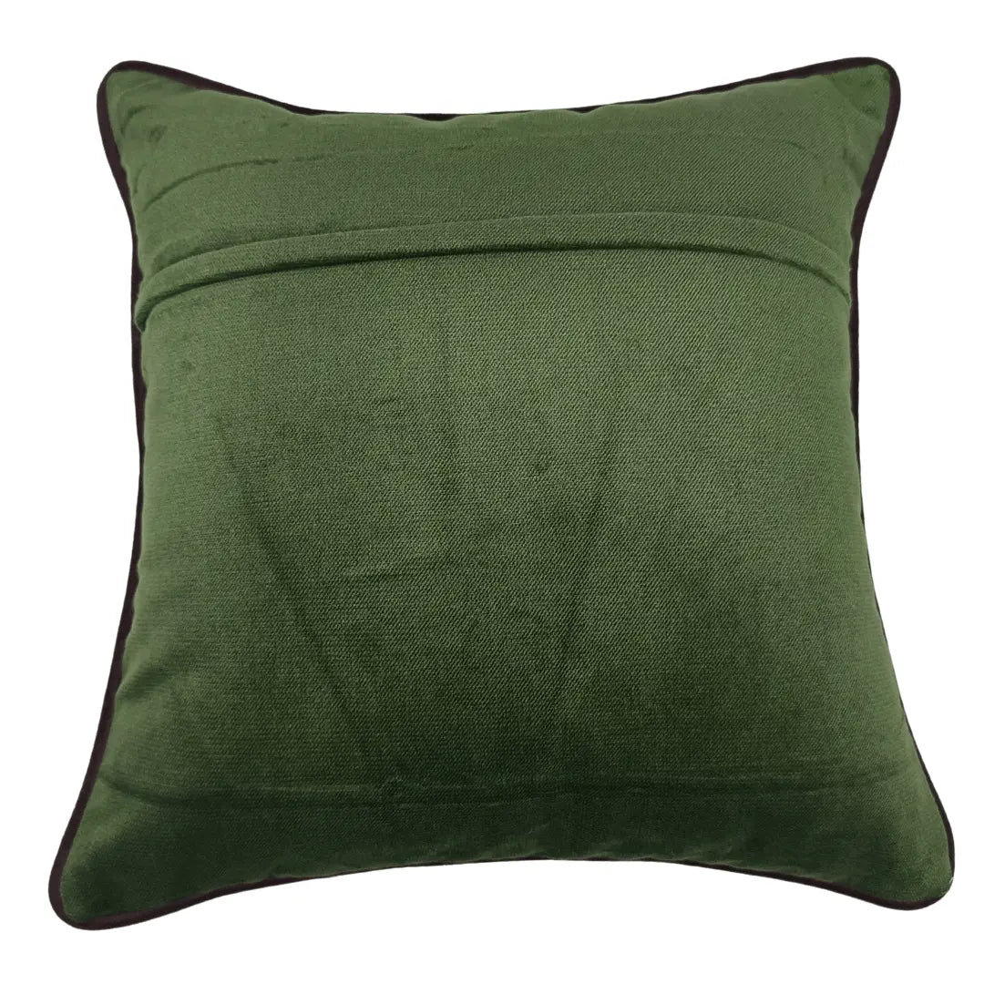 Elegant Green Textured Fabric Pillow Covers with Blue Piping (16x16, Set of 2) |  ZIPCushions