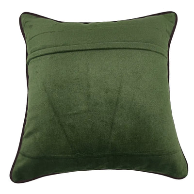 Elegant Green Textured Fabric Pillow Covers with Blue Piping (16x16, Set of 2) - Alternate image