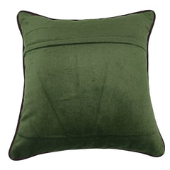 Elegant Green Textured Fabric Pillow Covers with Blue Piping (16x16, Set of 2) - Hover Image