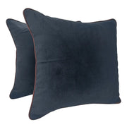 Luxurious Navy Blue Velvet Pillow Covers with Contrast Piping (16x16, Set of 2) | ZIPCushions