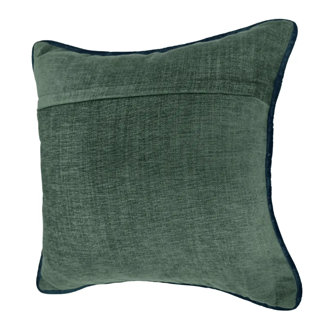 Elegant Green Textured Fabric Pillow Covers with Blue Piping (16x16, Set of 2) |  ZIPCushions
