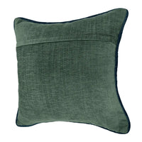 Elegant Green Textured Fabric Pillow Covers with Blue Piping (16x16, Set of 2) |  ZIPCushions