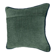 Elegant Green Textured Fabric Pillow Covers with Blue Piping (16x16, Set of 2) | ZIPCushions