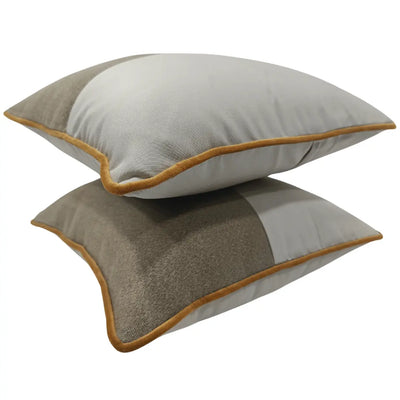 Modern Two-Tone Pillow Covers with Mustard Piping (16x16, Set of 2) - Alternate image