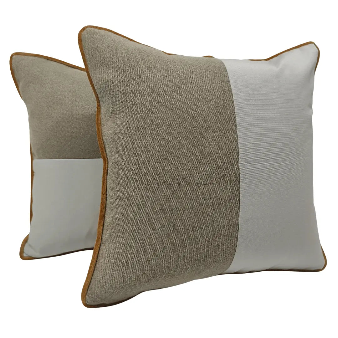 Modern Two-Tone Pillow Covers with Mustard Piping (16x16, Set of 2) | ZIPCushions