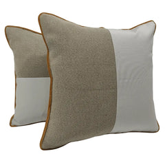 Modern Two-Tone Pillow Covers with Mustard Piping (16x16, Set of 2)