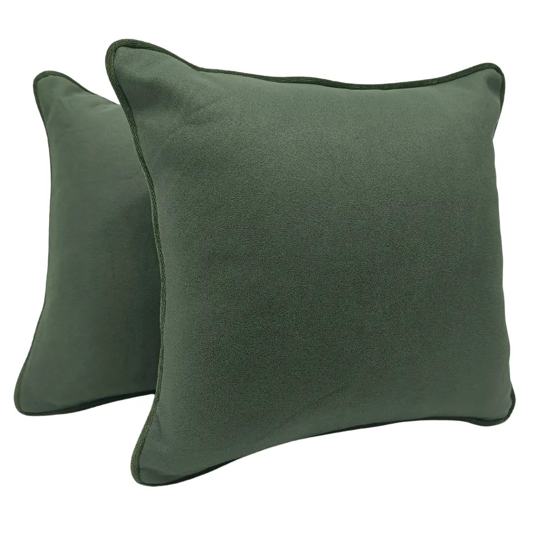 Green Two-Tone Pillow Covers with Piped Edges (16x16, Set of 2) | ZIPCushions