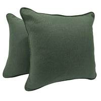 Green Two-Tone Pillow Covers with Piped Edges (16x16, Set of 2)